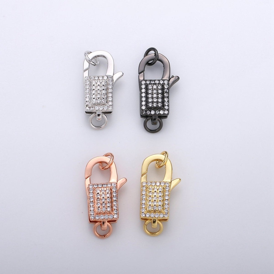 Pave Lobster Clasp, Micro Pave CZ Lobster Clasp, CZ Enhancer Clasp,Pave Bail Clasp,Large Pendant Pave Clasp, Gold Silver Pave Clasp, 20x10mm K-611 - K-614