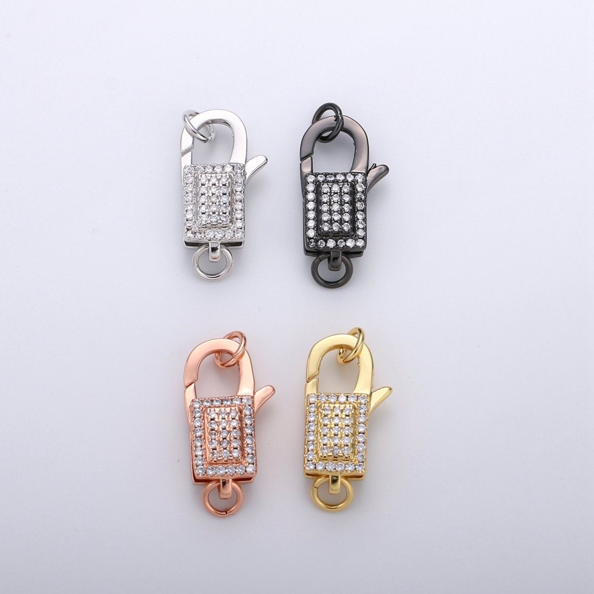Pave Lobster Clasp, Micro Pave CZ Lobster Clasp, CZ Enhancer Clasp,Pave Bail Clasp,Large Pendant Pave Clasp, Gold Silver Pave Clasp, 20x10mm K-611 - K-614