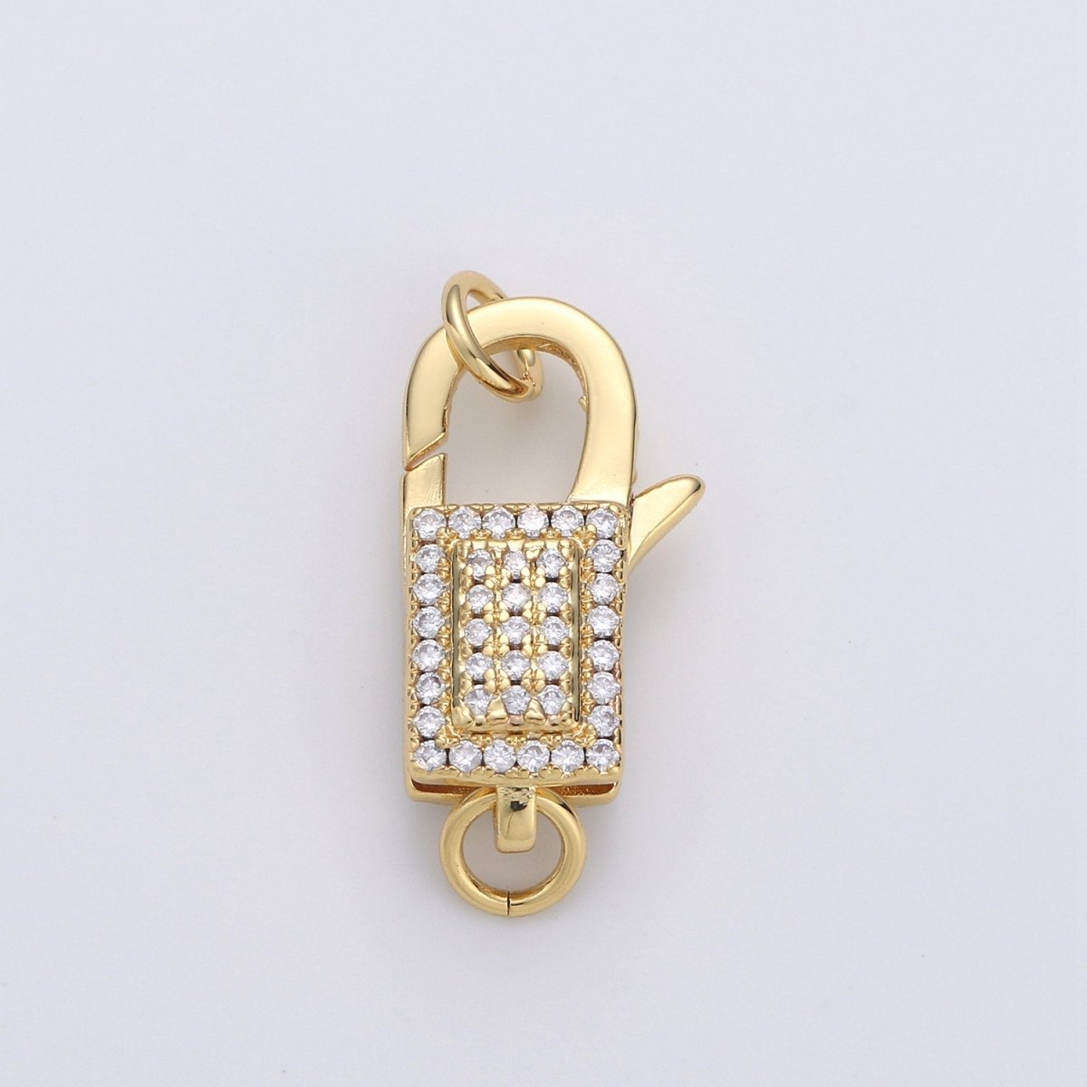 Pave Lobster Clasp, Micro Pave CZ Lobster Clasp, CZ Enhancer Clasp,Pave Bail Clasp,Large Pendant Pave Clasp, Gold Silver Pave Clasp, 20x10mm K-611 - K-614