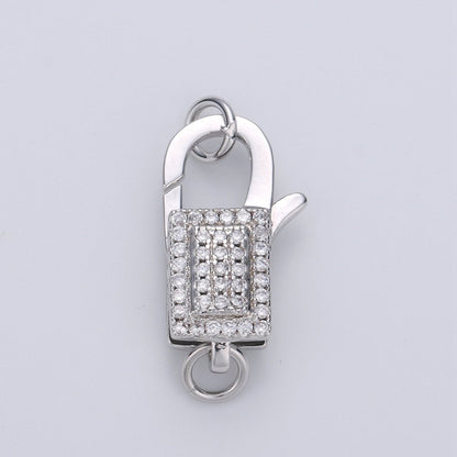 Pave Lobster Clasp, Micro Pave CZ Lobster Clasp, CZ Enhancer Clasp,Pave Bail Clasp,Large Pendant Pave Clasp, Gold Silver Pave Clasp, 20x10mm K-611 - K-614