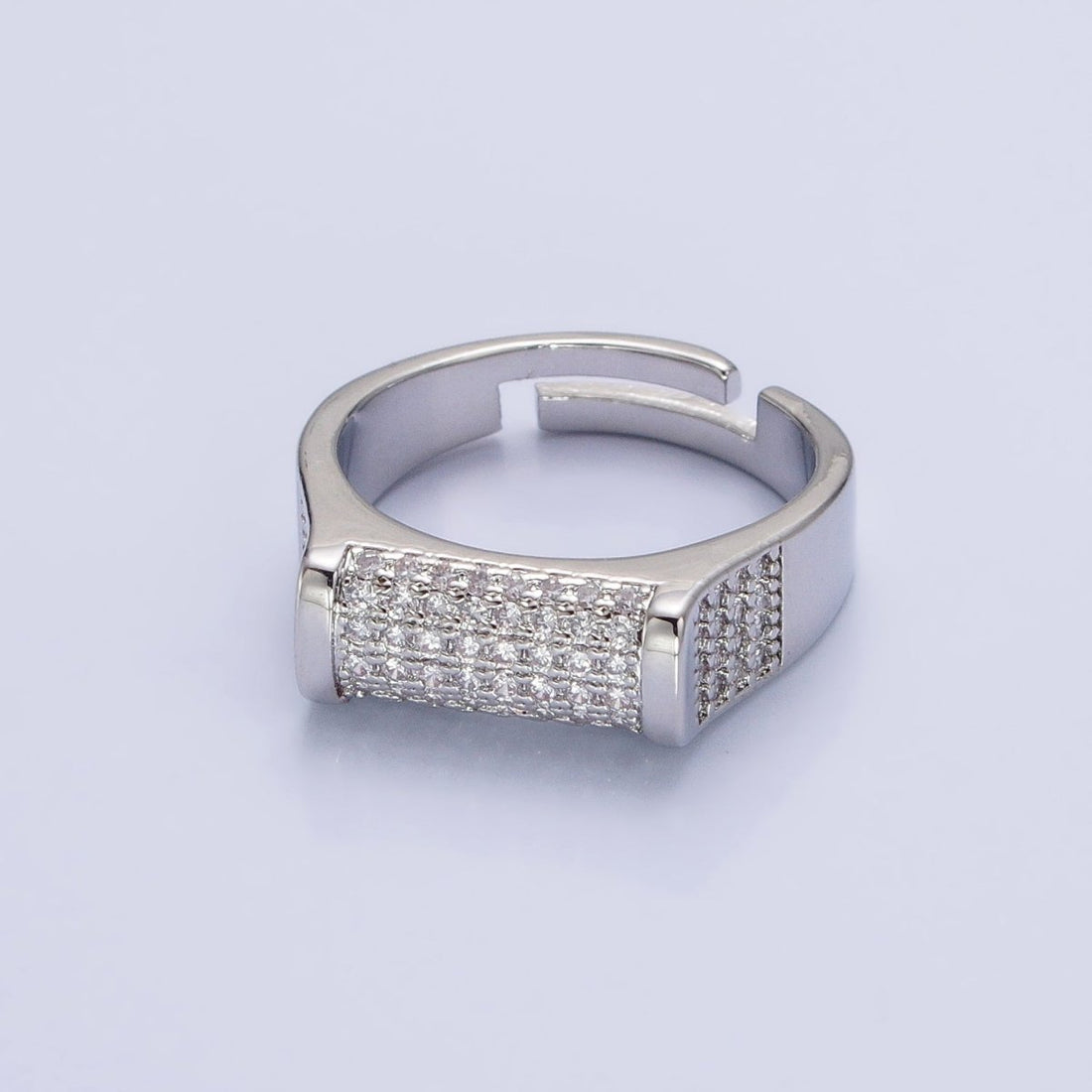 Pave Signet Ring Diamond CZ Micro Pave Signet Ring in 16K Gold Filled Adjustable Ring O-1555 O-1556