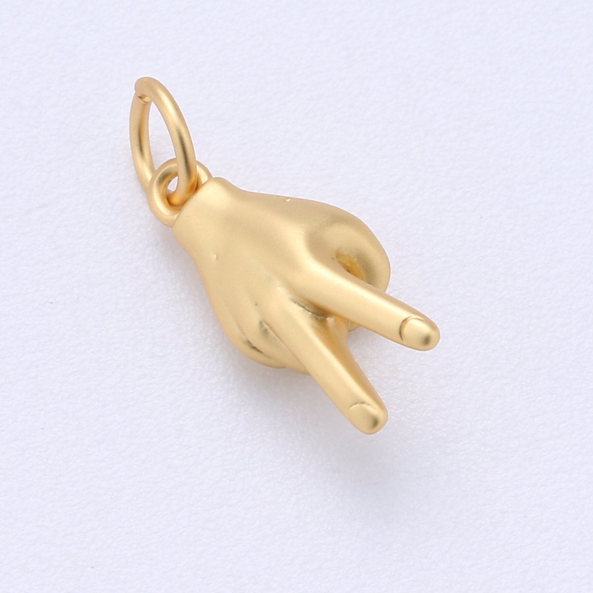 24K Gold Filled Matte Peace Hand Gesture Symbol Charm in Gold, Silver, Black | C407