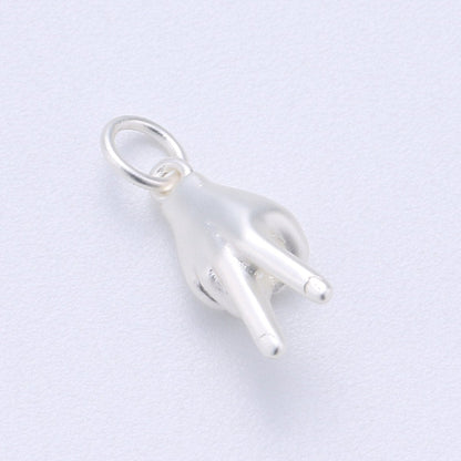 24K Gold Filled Matte Peace Hand Gesture Symbol Charm in Gold, Silver, Black | C407