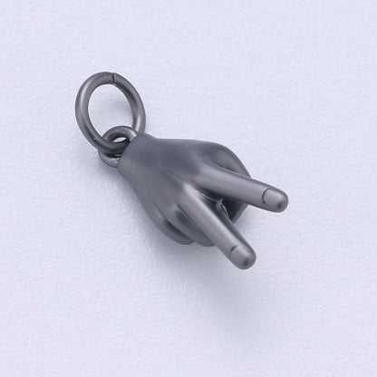 24K Gold Filled Matte Peace Hand Gesture Symbol Charm in Gold, Silver, Black | C407