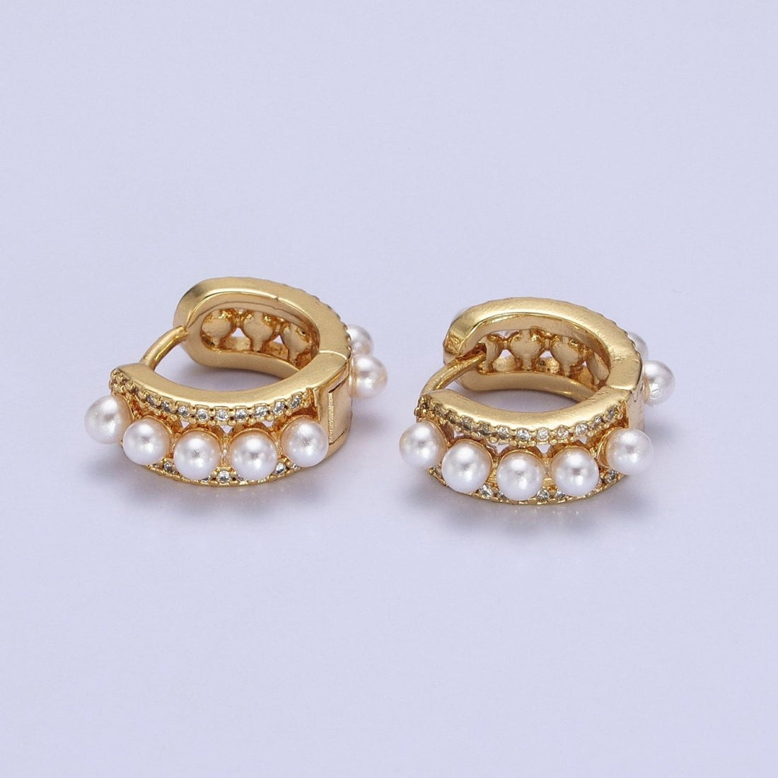Pearl Hoop Earrings Gold Filled Silver Minimalist Huggie Earrings AB-176 AB-725