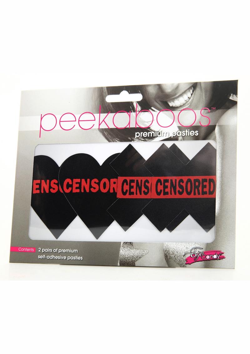 Peekaboos Censored Premium Pasties Black And Red Self-Adhesive