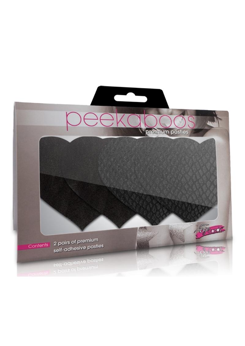 Peekaboos Classic Black Heart Pasties Self-Adhesive Nipple Covers