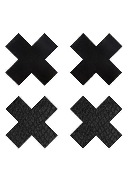 Peekaboos Classic Black X Pasties Self-Adhesive Premium 2 Pairs