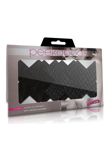 Peekaboos Classic Black X Pasties Self-Adhesive Premium 2 Pairs