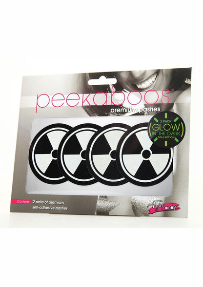 Peekaboos Glow in the Dark Hazmat Pasties Black Premium 2 Pairs