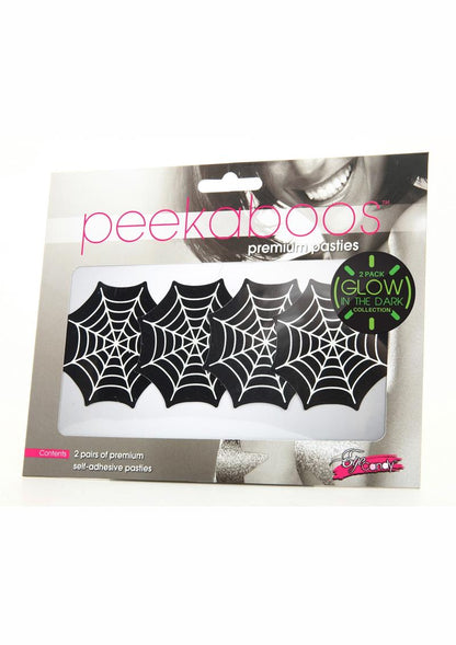 Peekaboos Glow in the Dark Spider Web Pasties Black Premium 2 Pairs