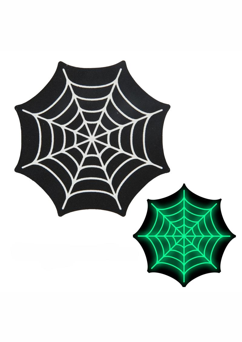 Peekaboos Glow in the Dark Spider Web Pasties Black Premium 2 Pairs