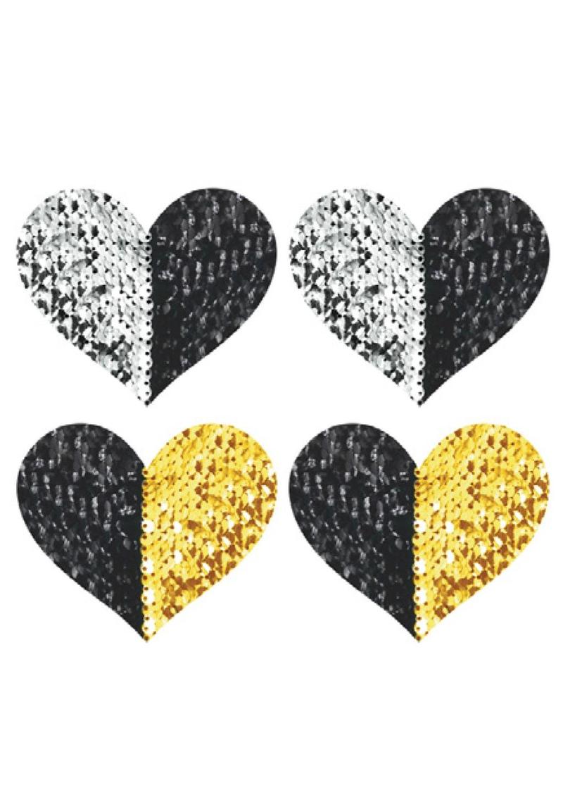 Peekaboos Reversible Sequin Heart Pasties Nipple Covers