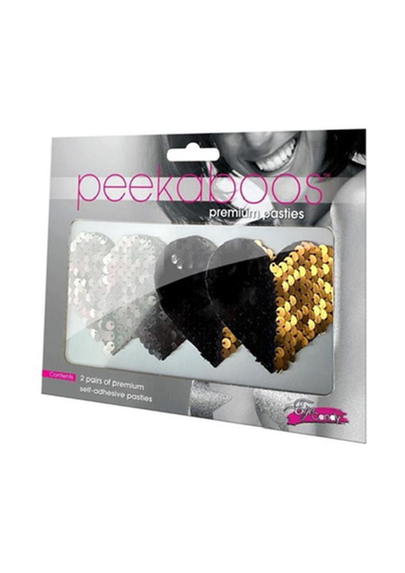 Peekaboos Reversible Sequin Heart Pasties Nipple Covers
