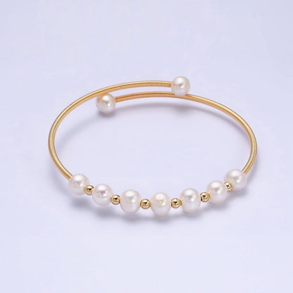 Petite Pearl Bangle Bracelet Layering Jewelry for Minimalist Bracelet Wedding Jewelry | WA-1866 WA-1867 Clearance Pricing