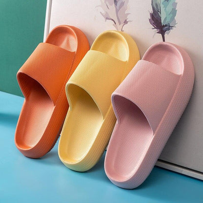 Pillow Slides Slippers Comfy Shoes Non-slip Bathroom Home Thicked Bottom Slippers Women&