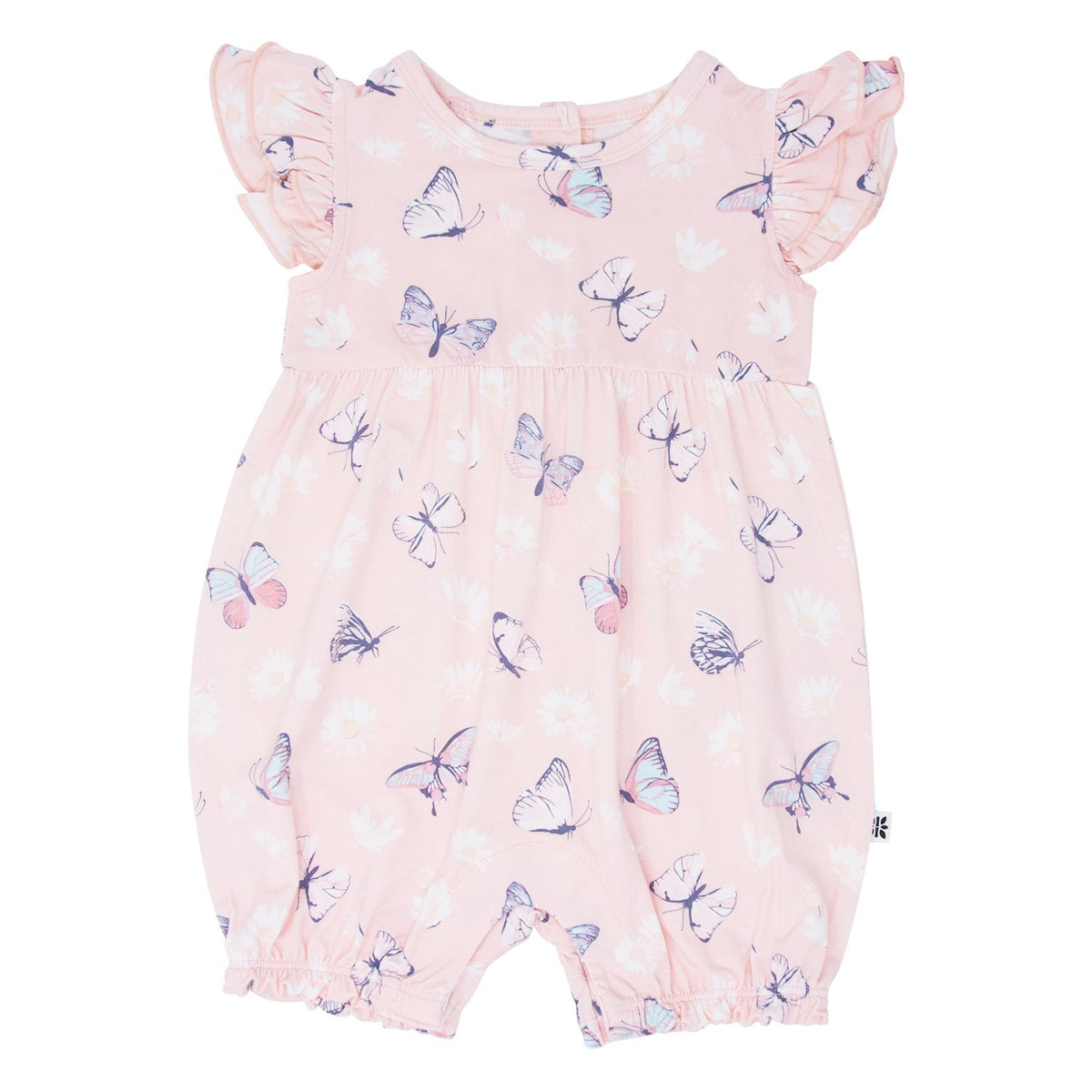 Pink Butterfly Daisy Bamboo Ruffle Romper