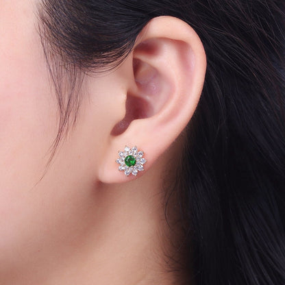 Pink, Clear, Green Celestial Star Flower CZ Stud Earrings | AB025 AB026 AB027