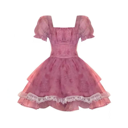 Pink Floral Short Party Dress