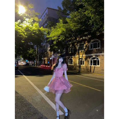 Pink Floral Short Party Dress