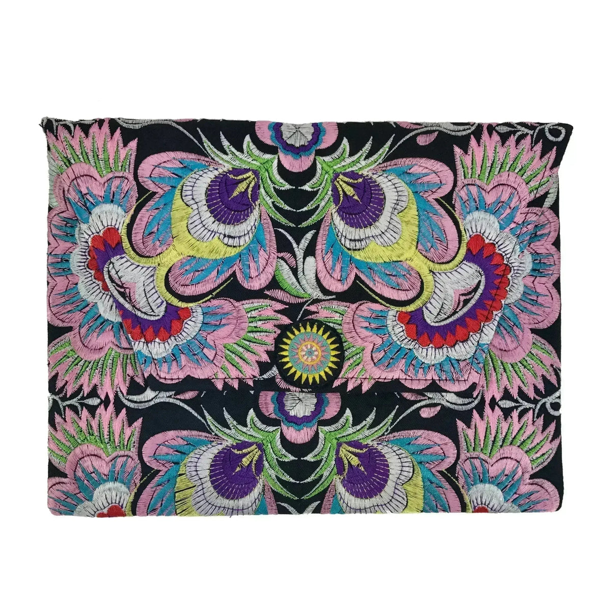 Embroidered Flower Clutch