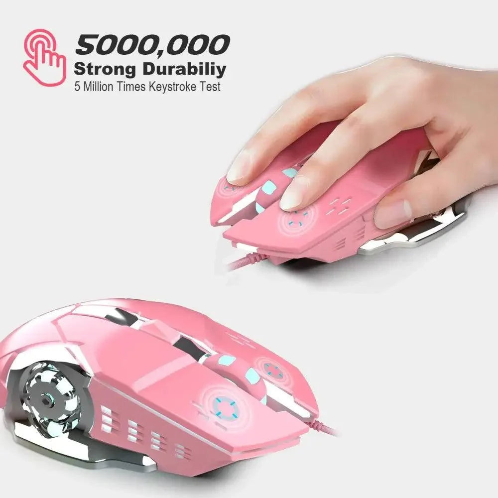 Pink Girly Gaming Mouse 3200DPI Backlight Adjustable 4 Level DPI Wired Women&