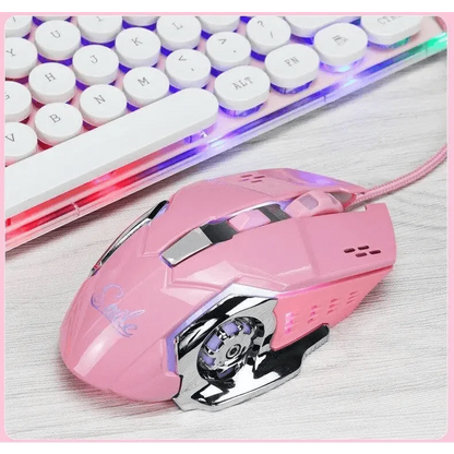 Pink Girly Gaming Mouse 3200DPI Backlight Adjustable 4 Level DPI Wired Women&