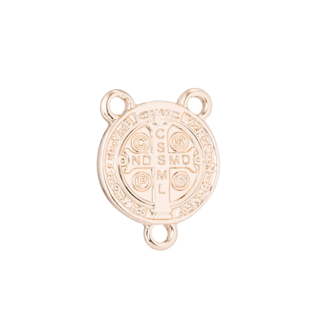 Pink Gold Rosary Medal Metal Part, Double Sided, Cross, Rosary Making Supply, Necklace Pendant, Findings for Jewelry Making F-202