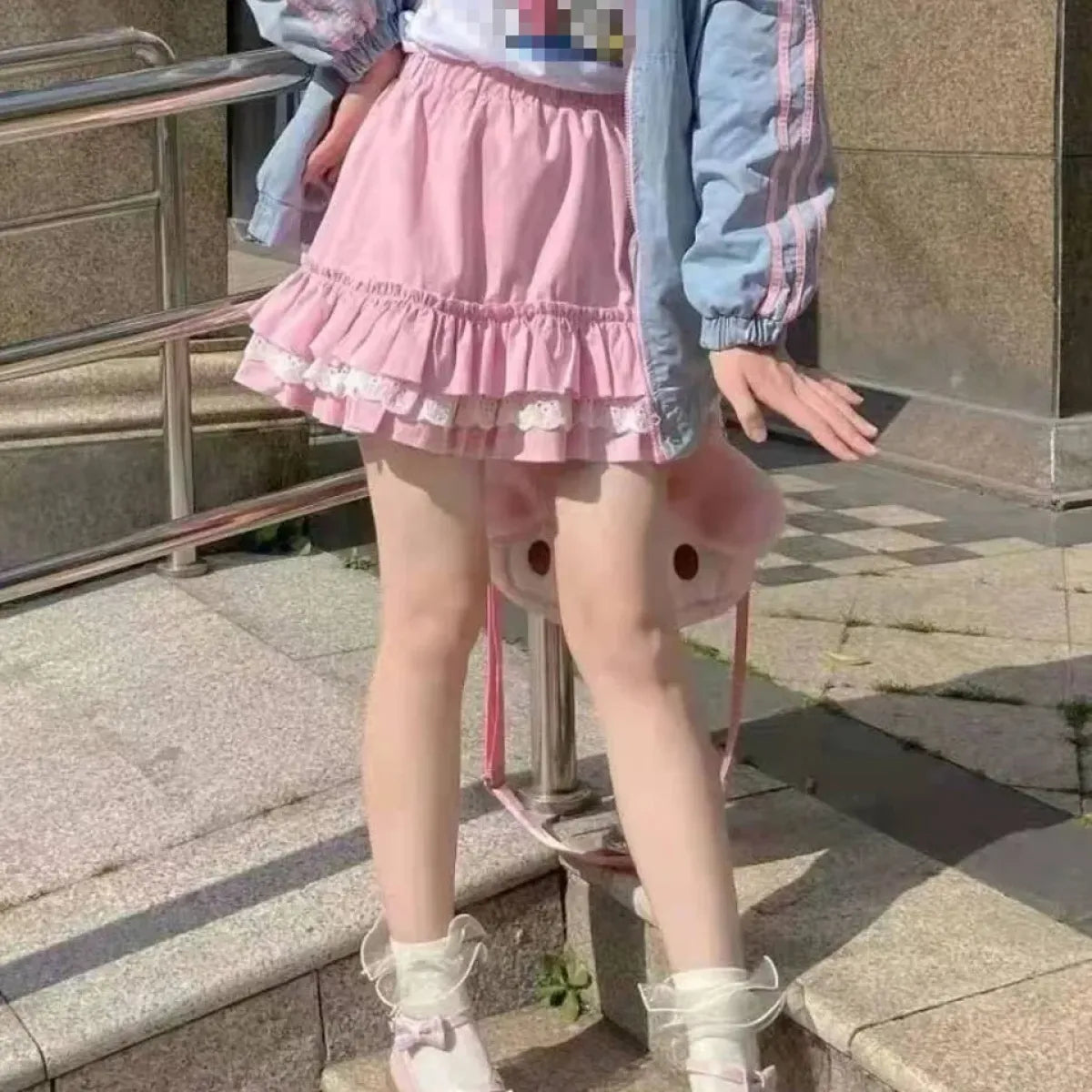 Pink Lace Mini Pleated Skirt - Y2K Aesthetic