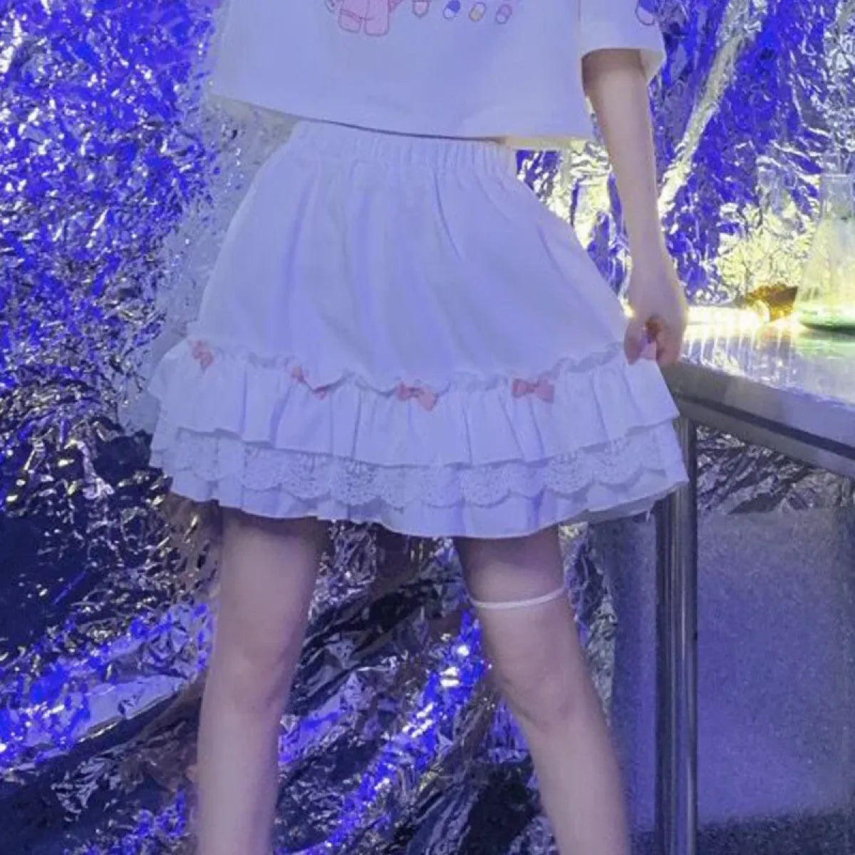 Pink Lace Mini Pleated Skirt - Y2K Aesthetic