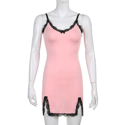 Pink Lace Strapless Dress - E-girl Streetwear