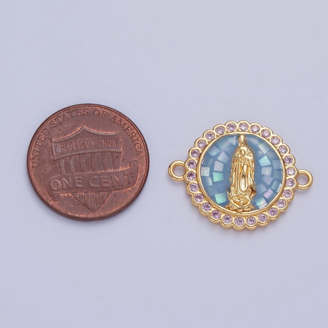 Pink Lady Guadalupe Charm Connector Round Virgin Mary Link Connector F-651~F-654