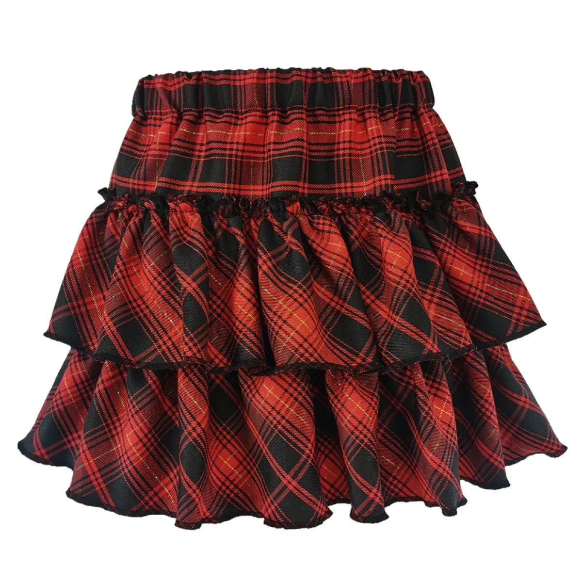 Japanese College Style Pink Plaid Skirt - High Waist Slim Goth