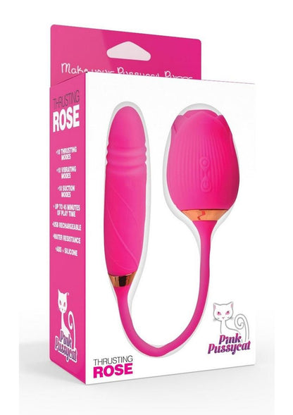 Pink Pussycat Thrusting Rose Rechargeable Vibrator