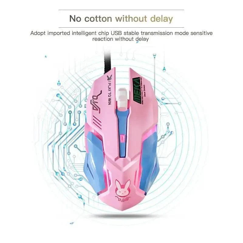 Pink Wired Gaming Mouse Girl Mouse 6 Buttons 3200 DPI USB Computer Mice Gamer Mouse For PC