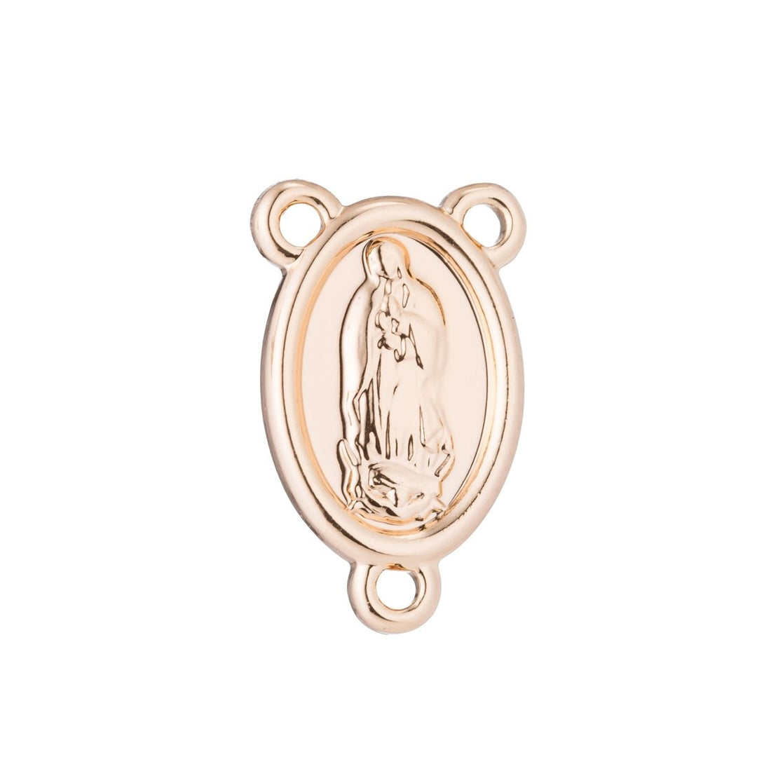 Pinky Gold Rosary Center Metal Parts, Immaculate Heart Mary, Rosary Making Supply, Necklace Pendant, Findings for Jewelry Making F-198
