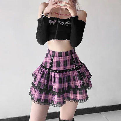 Lolita Plaid Mini Skirt – Gothic Harajuku