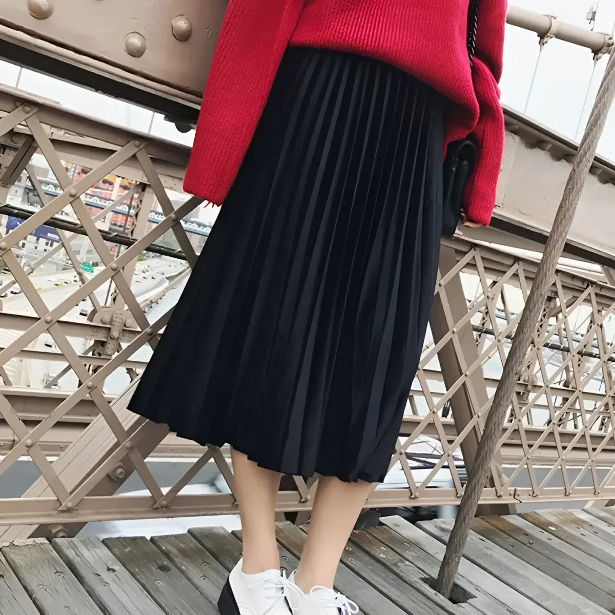 Elastic Waist Pleated Velvet Skirt