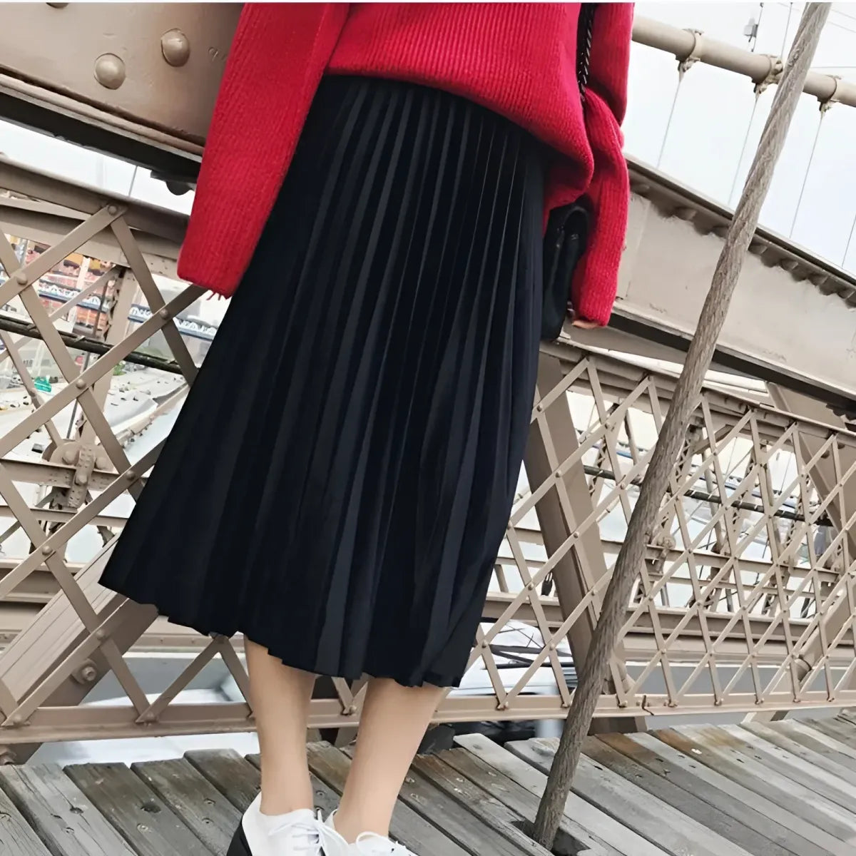 Elastic Waist Pleated Velvet Skirt
