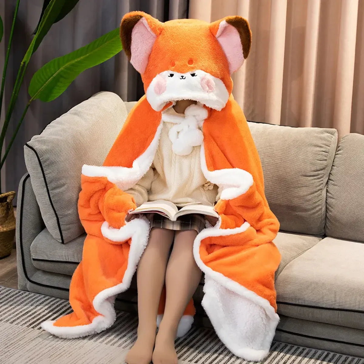 Kawaii Fox Plush Blanket Robe