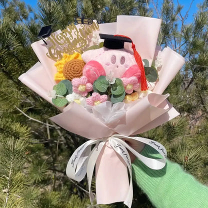 Kawaii Graduation Plush Bouquet – Cartoon Bear &amp; Sunflower Gift Set