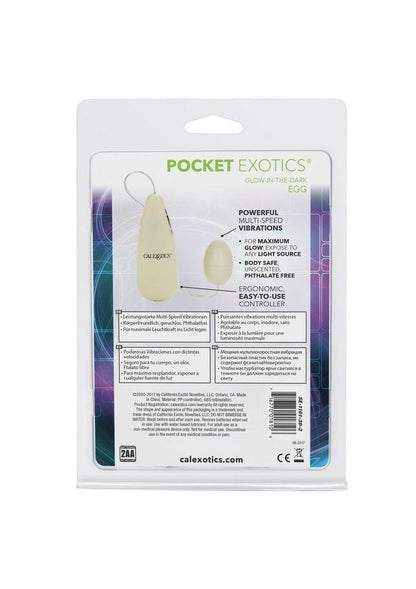 Pocket Exotics Glow In The Dark Egg With Remote Control Vibrators