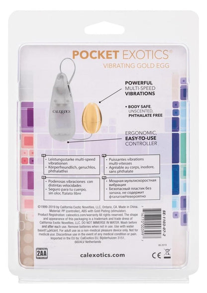 Pocket Exotics Vibrating Gold Egg With Remote Control