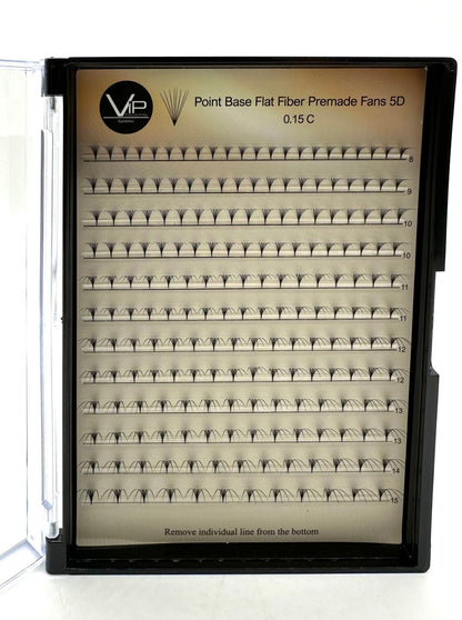 VIP Point Base Flat Fiber Premade Fans 5D/8D 9 cm | 12-Line Tray