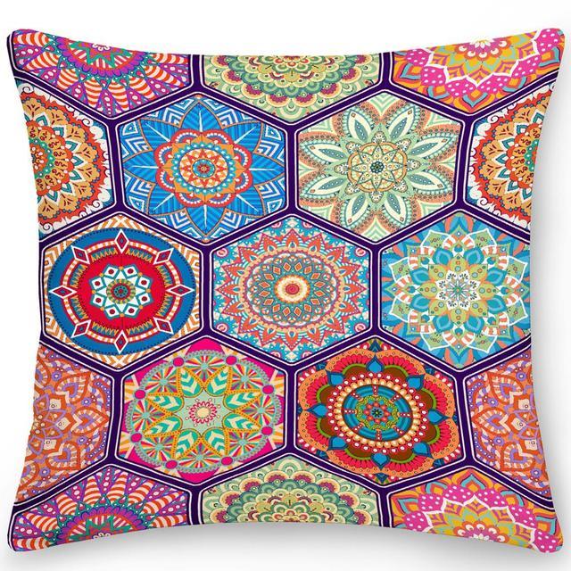 Polyester Pillow Case Square Cushion Cover Pillow Double Sides Ethnic Flower Bohemian Throw Pillow Covers Pillow Covers Retro Floral Cushion Covers Spiritual Decor Square Pillowcase Office Home Decoration