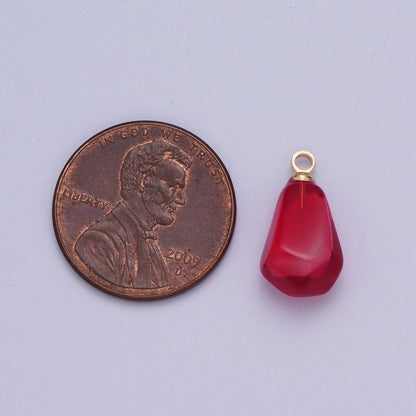 Pomegranate Seed Fruit Abstract Geometric Pink Red Resin Gold Charms For Jewelry Making | X-734 X-753 X-754
