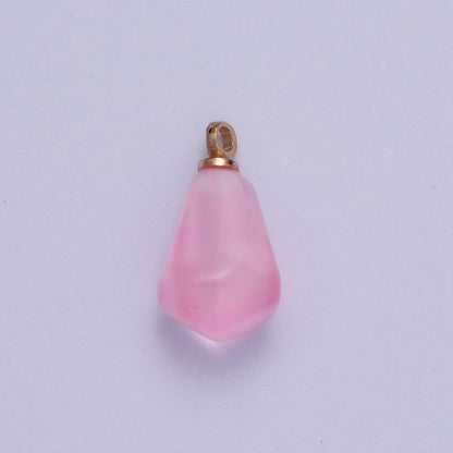 Pomegranate Seed Fruit Abstract Geometric Pink Red Resin Gold Charms For Jewelry Making | X-734 X-753 X-754