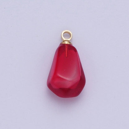 Pomegranate Seed Fruit Abstract Geometric Pink Red Resin Gold Charms For Jewelry Making | X-734 X-753 X-754