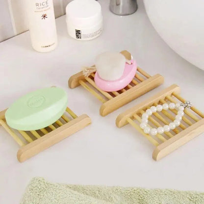 Portable Soap Dishes Natural Wood Soap Tray Holder Dish Storage Bath Shower Plate Home Bathroom Wash Soap Holder Home Bamboo Wood Soap Holder Bathroom Wooden Soap Case Hand Craft Bathtub Shower Dish Accessories