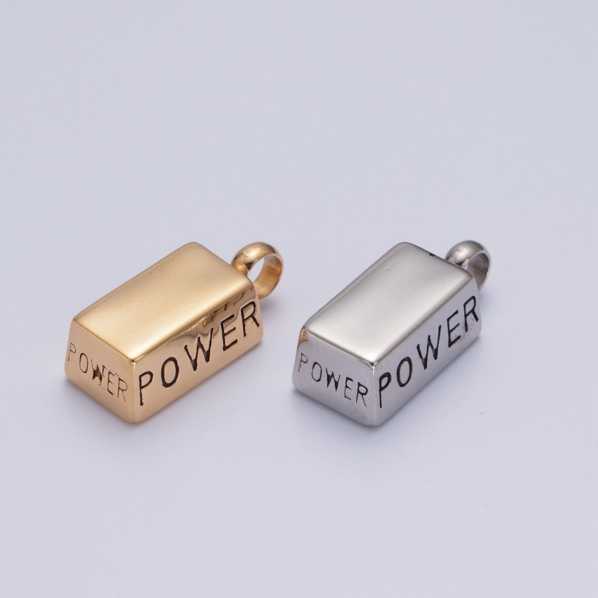 Power Pendant Necklace | 24k Gold Plated Brick Charm for Bracelet Necklace X-645 X-646